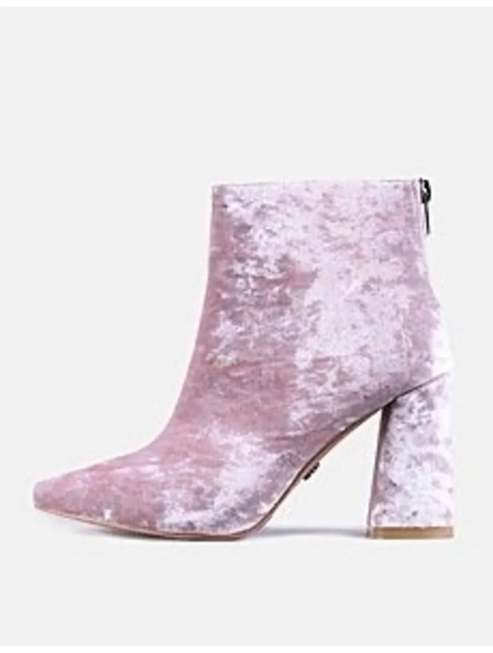 Blush Crushed Velvet Block Heel Boots